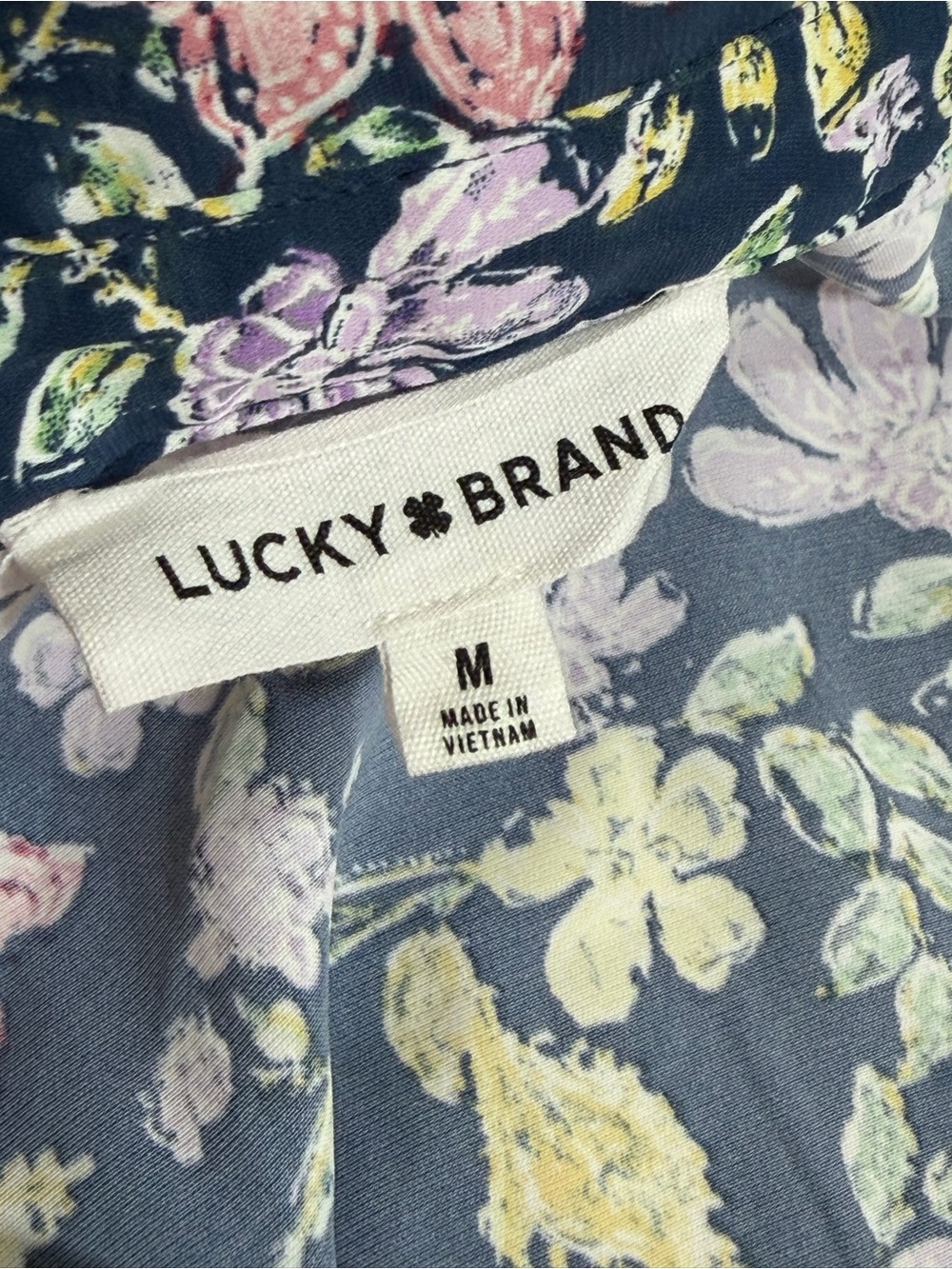 Lucky Brand Floral Button Front Shirtdress Midi Tie Waist Pockets M - Picture 6 of 9